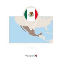 Rectangular map of Mexico with pin icon of Mexico vector