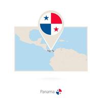 Rectangular map of Panama with pin icon of Panama vector