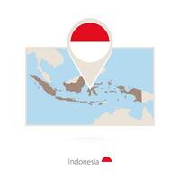 Rectangular map of Indonesia with pin icon of Indonesia vector