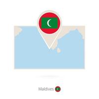 Rectangular map of Maldives with pin icon of Maldives vector