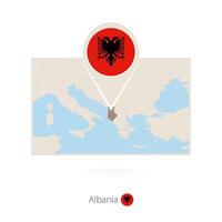 Rectangular map of Albania with pin icon of Albania vector