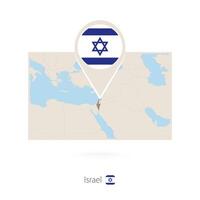 Rectangular map of Israel with pin icon of Israel vector