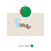 Rectangular map of Turkmenistan with pin icon of Turkmenistan vector