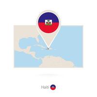 Rectangular map of Haiti with pin icon of Haiti vector