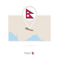Rectangular map of Nepal with pin icon of Nepal vector