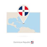 Rectangular map of Dominican Republic with pin icon of Dominican Republic vector