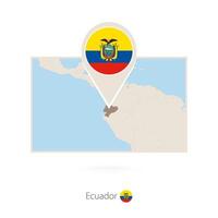 Rectangular map of Ecuador with pin icon of Ecuador vector