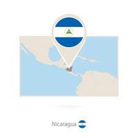 Rectangular map of Nicaragua with pin icon of Nicaragua vector