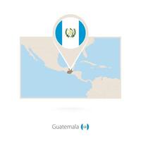 Rectangular map of Guatemala with pin icon of Guatemala vector