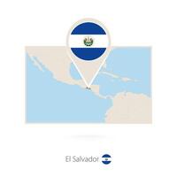 Rectangular map of El Salvador with pin icon of El Salvador vector