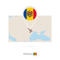 Rectangular map of Moldova with pin icon of Moldova vector