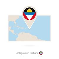 Rectangular map of Antigua and Barbuda with pin icon of Antigua and Barbuda vector