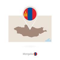 Rectangular map of Mongolia with pin icon of Mongolia vector