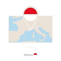 Rectangular map of Monaco with pin icon of Monaco vector