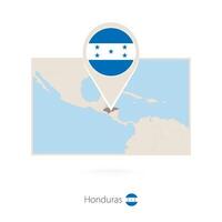 Rectangular map of Honduras with pin icon of Honduras vector