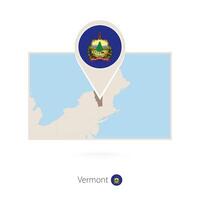Rectangular map of US state Vermont with pin icon of Vermont vector