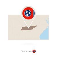 Rectangular map of US state Tennessee with pin icon of Tennessee vector