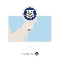 Rectangular map of US state Connecticut with pin icon of Connecticut vector
