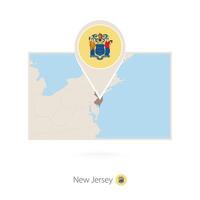 Rectangular map of US state New Jersey with pin icon of New Jersey vector