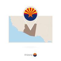 Rectangular map of US state Arizona with pin icon of Arizona vector