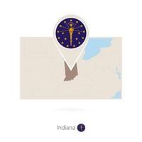 Rectangular map of US state Indiana with pin icon of Indiana vector