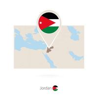 Rectangular map of Jordan with pin icon of Jordan vector