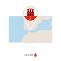 Rectangular map of Gibraltar with pin icon of Gibraltar vector
