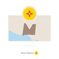 Rectangular map of US state New Mexico with pin icon of New Mexico vector
