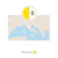 Rectangular map of Vatican City with pin icon of Vatican City vector