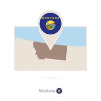 Rectangular map of US state Montana with pin icon of Montana vector