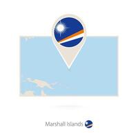 Rectangular map of Marshall Islands with pin icon of Marshall Islands vector