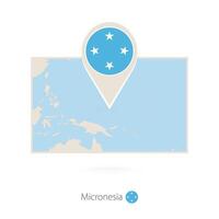 Rectangular map of Micronesia with pin icon of Micronesia vector
