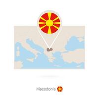 Rectangular map of Macedonia with pin icon of Macedonia vector
