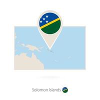Rectangular map of Solomon Islands with pin icon of Solomon Islands vector