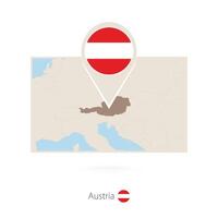 Rectangular map of Austria with pin icon of Austria vector
