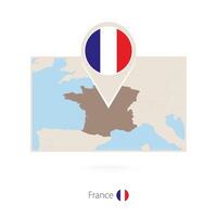 Rectangular map of France with pin icon of France vector