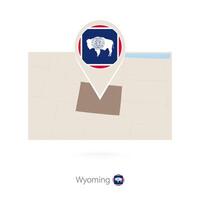 Rectangular map of US state Wyoming with pin icon of Wyoming vector