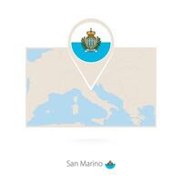Rectangular map of San Marino with pin icon of San Marino vector