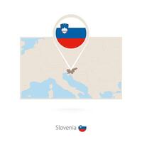 Rectangular map of Slovenia with pin icon of Slovenia vector