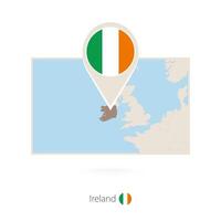 Rectangular map of Ireland with pin icon of Ireland vector