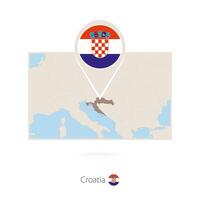 Rectangular map of Croatia with pin icon of Croatia vector
