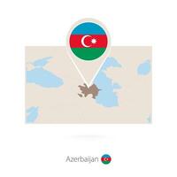 Rectangular map of Azerbaijan with pin icon of Azerbaijan vector
