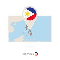 Rectangular map of Philippines with pin icon of Philippines vector