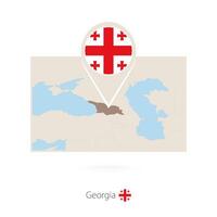 Rectangular map of Georgia with pin icon of Georgia vector