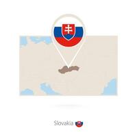 Rectangular map of Slovakia with pin icon of Slovakia vector