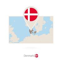 Rectangular map of Denmark with pin icon of Denmark vector