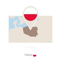 Rectangular map of Poland with pin icon of Poland vector