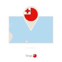 Rectangular map of Tonga with pin icon of Tonga vector