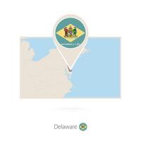 Rectangular map of US state Delaware with pin icon of Delaware vector