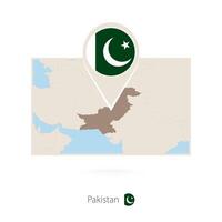 Rectangular map of Pakistan with pin icon of Pakistan vector